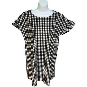 Tabitha Webb Black & White Gingham Print Short Sleeve Shift Dress Womens Size 12